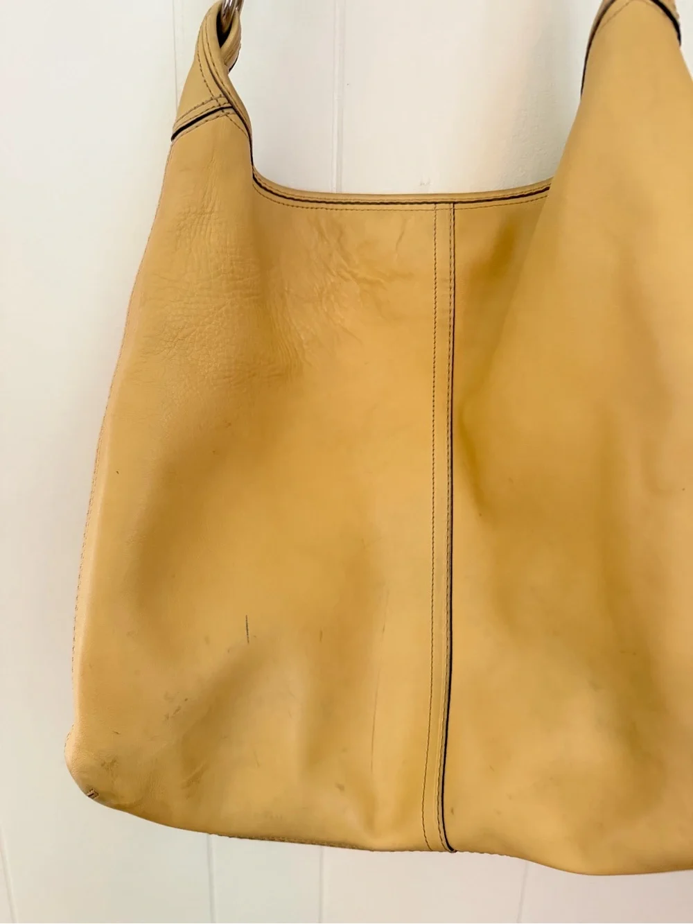 Vintage Coach Bleecker Leather Extra Large Duffle Shoulder Bag Yellow F13356